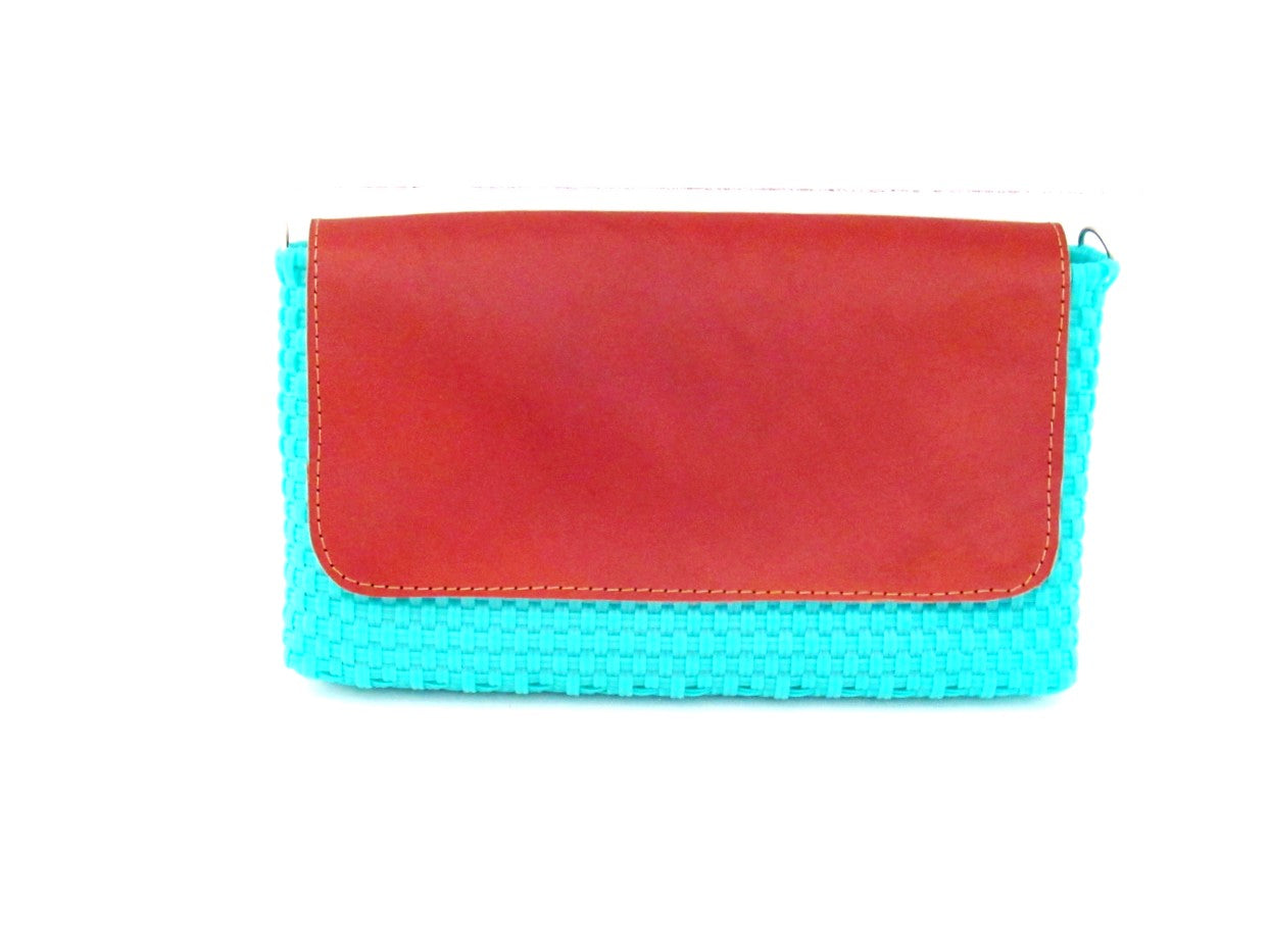 Bolsa Clutch Tejida Color Menta.