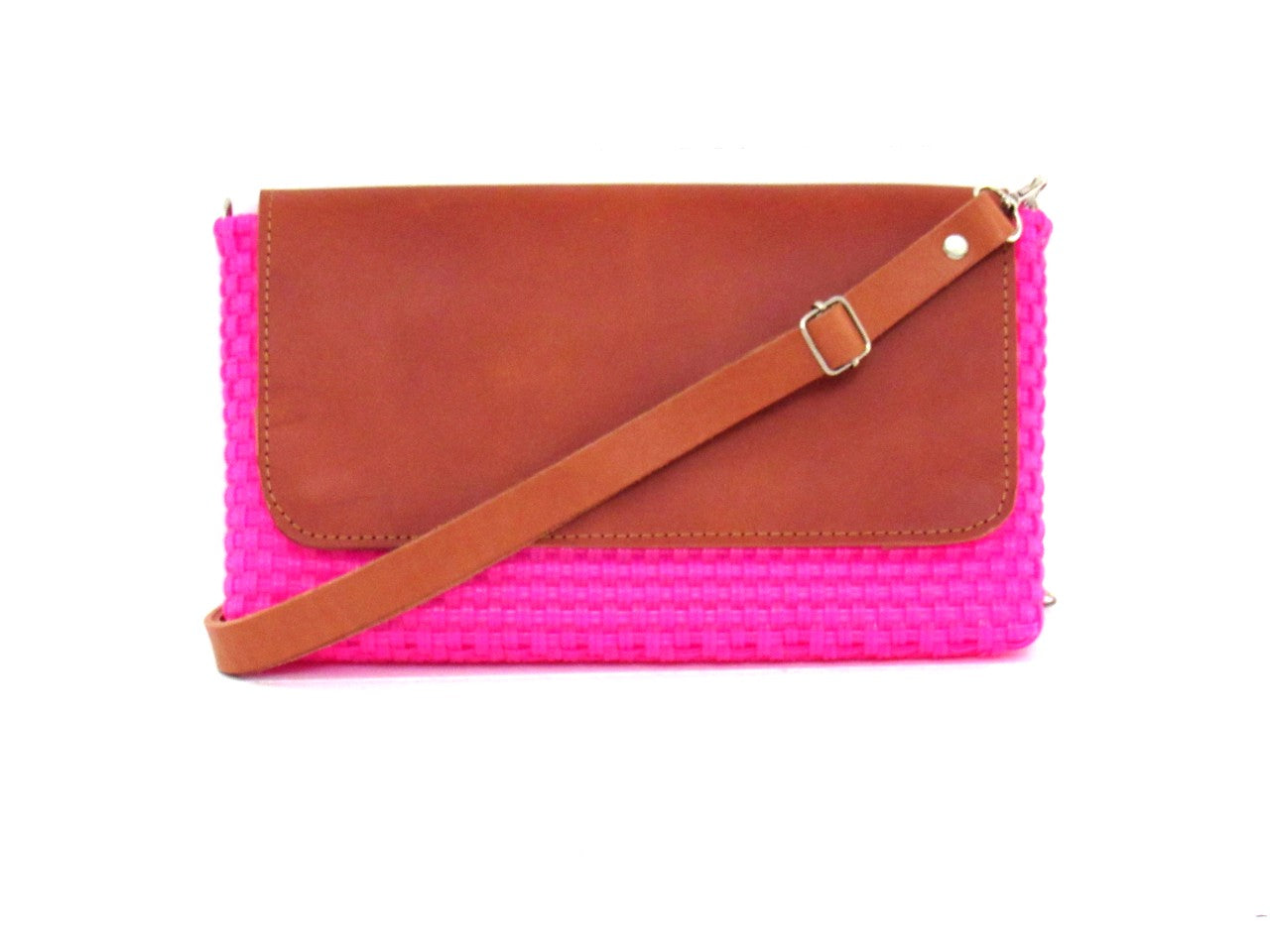 Bolsa Clutch Tejida Color Rosa Mexicano