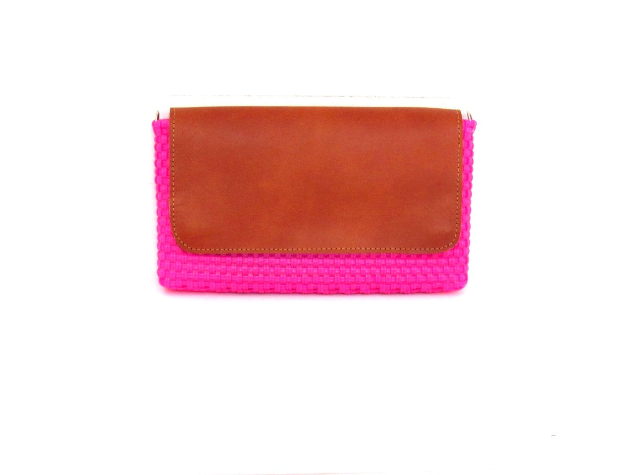 Bolsa Clutch Tejida Color Rosa Mexicano