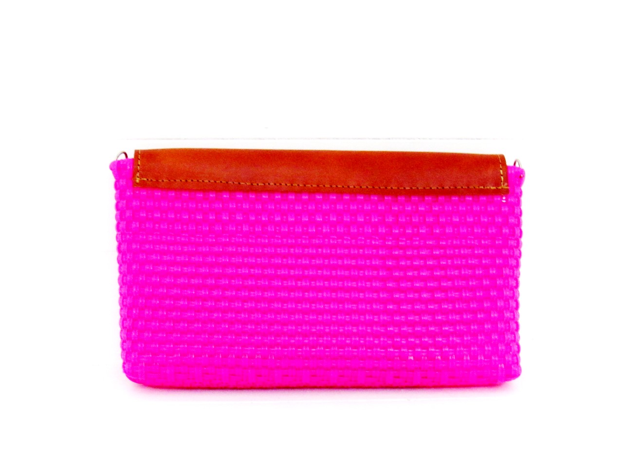 Bolsa Clutch Tejida Color Rosa Mexicano