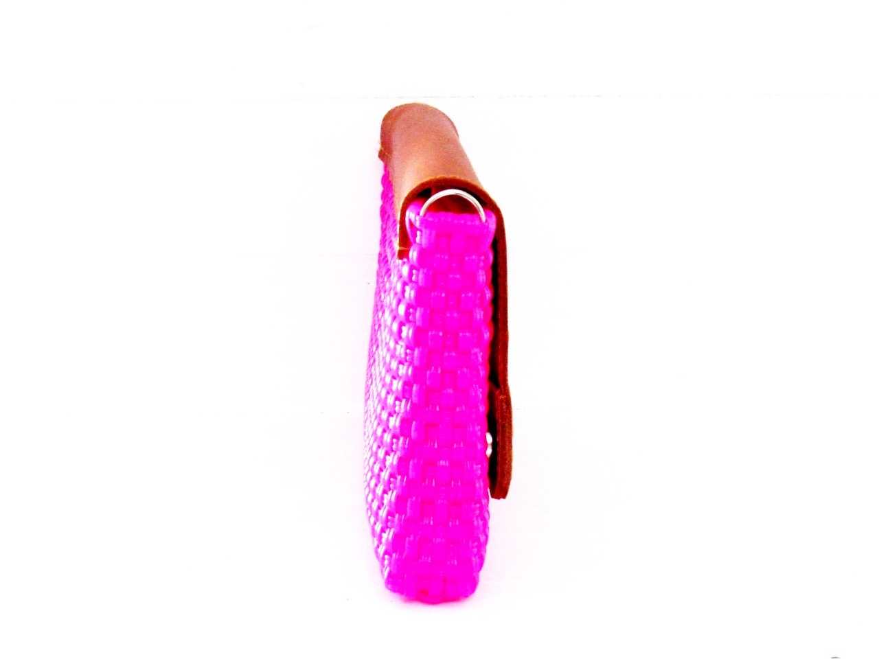 Bolsa Clutch Tejida Color Rosa Mexicano