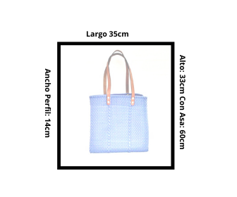 Bolsa Tote Tejida Asa de Piel Color Azul