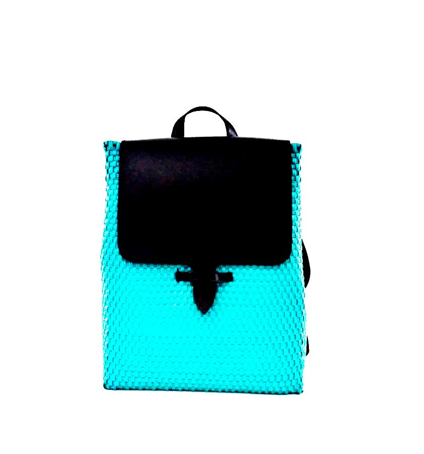 Mochila Tejida Color Azul Aqua