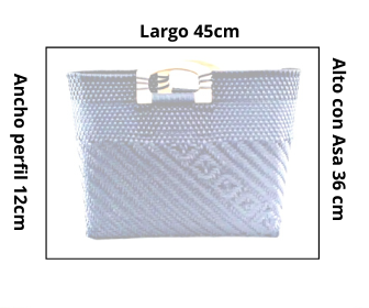 Bolsa Artesanal Tejida de Plástico Con Asa de Madera Color Morada