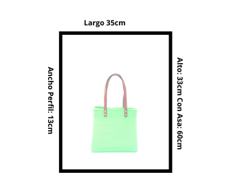Bolsa Tote Tejida Asa de Piel Color Verde Limón