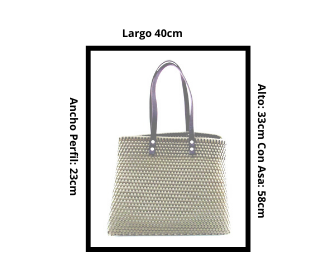 Bolsa Tote Tejida Asa de Piel Color Verde Militar